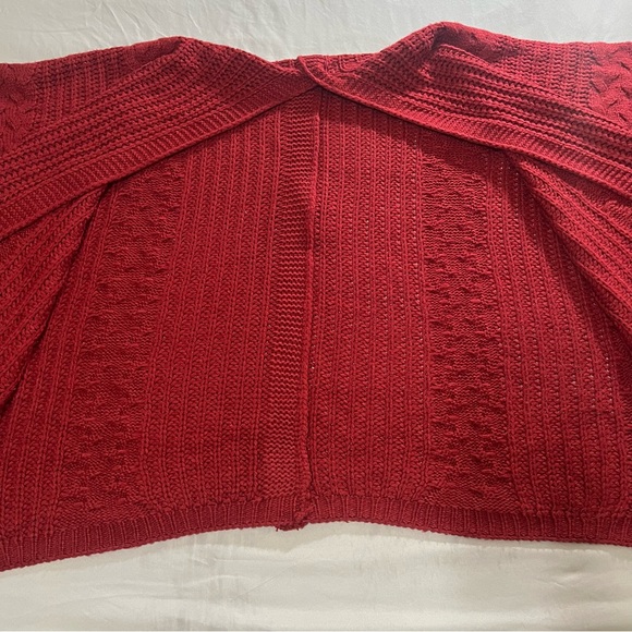 &Merci Oversized Red- Burgundy Cardigan Knitted Sweater 3/4 Sleeves Size S/M - Picture 14 of 16